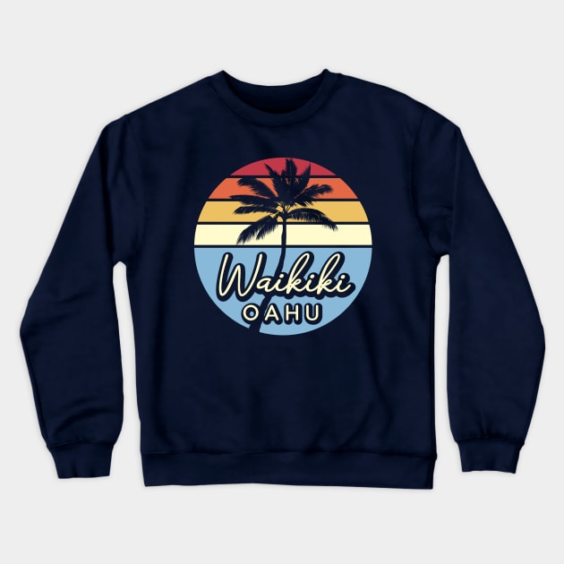 Waikiki Oahu Hawaii Crewneck Sweatshirt by PnJ